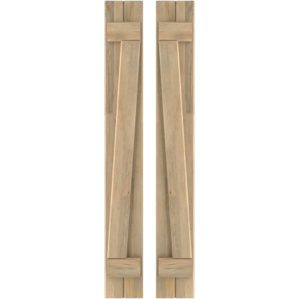 Ekena Millwork Americraft 2-Board (2 Batten) Wood Joined Board-n-Batten Shutters w/ Z-Bar, ARW102BB207X64UNH, PR ARW102BB207X64UNH - main